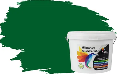 Produktbild von RyFo Colors Silikonharz Fassadenfarbe Lotuseffekt Trend Grüntöne Dunkelgrün 3l - bunte Fassadenfarbe, weitere Grün Farbtöne und Größen erhältlich, Deckkraft Klasse 1