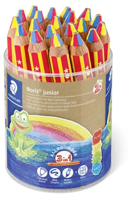 Produktbild von STAEDTLER Noris junior 1403 3 in 1 Kindermalstift Köcher mit 20 Regenbogenstiften
