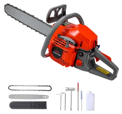 Obrázek produktu pro Benzínová řetězová pila - motorová pila o objemu 58 cm³ - 2500 W, dvoutaktní motor - 50 cm pilový řetěz - 10 000 otáček za minutu - pro kácení stromů a zpracování dřeva