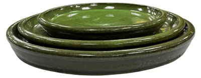 Produktbild von Provencelia Keramik Untersetzer BASE Grün, H5 cm, frostbeständig, handgefertigt, glasiert, Outdoor, Garten, Terrasse, winterfest