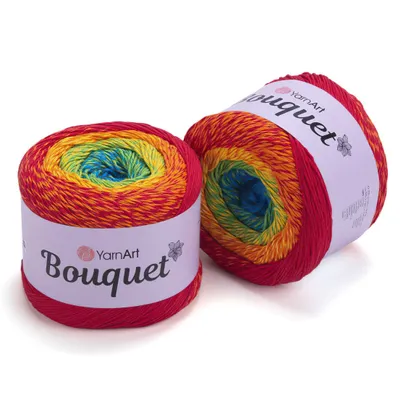 Produktbild von YarnArt Bouquet 725 Baumwollgarn, Ombre-Effekt, 500 m/250 g, ideal für Sommerprojekte