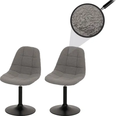 Obrázek produktu pro sada 2 jídelních židlí HWC-A60, kuchyňská otočná židle, ocel Tkanina /textil bouclé (450g/m²) šedá