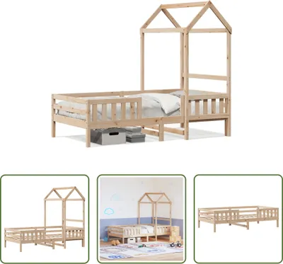 Produktbild von The Living Store Massivholzbett mit Dach 75x190 cm Kiefer