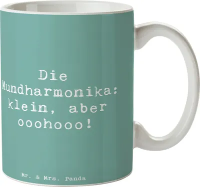 Produktbild von Mr. & Mrs. Panda Kaffeetasse Spruch Mundharmonika Ohooo - Meeresbrise - Geschenk, Folk, Musik, Becher, Folklore, Unterwegs, klein, Teetasse, Musikinstrument, Keramiktasse