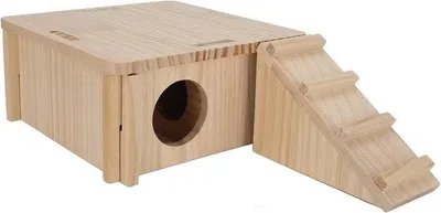 Produktbild von Holzhamsterhaus mit Leiter, hochdicht, naturbelassen
