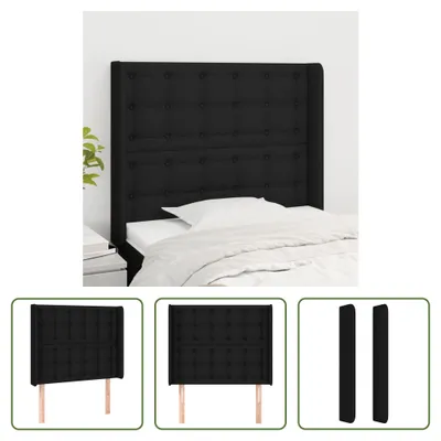 Produktbild von The Living Store Kopfteil mit Ohren Schwarz 83x16x118/128 cm Stoff