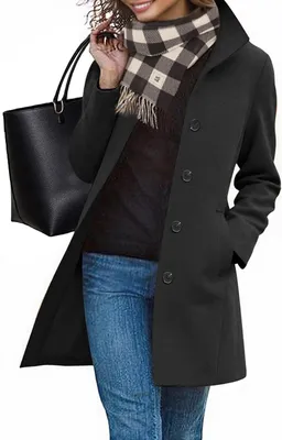 Produktbild von Damenmantel - Trenchcoat - Langer Wintermantel - Polyester - Schwarz
