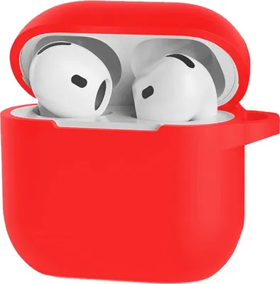 Obrázek produktu pro Pouzdro na AirPods 4, silikonové, s klipem - červené. Kompatibilní s Apple AirPods 4