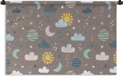 Produktbild von MuchoWow® Wandteppich Wandbehang Wolken - Sonne - Design 60x40 cm Tapisserie Dekoration Wandtuch - Wanddekorationen