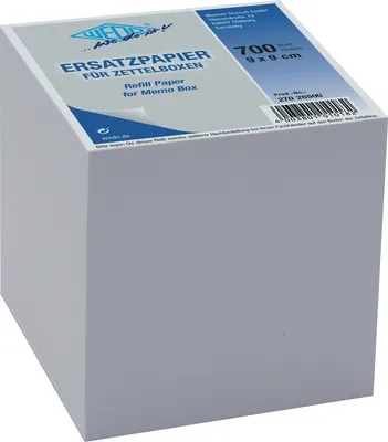 Produktbild von Zettelbox Ersatzpapier 9x9cm weiß Packung mit 12 Stück