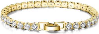 Produktbild von ROUGEMONT Funkelndes Damen Tennisarmband 925 Silber Gold Armband 18cm 4mm