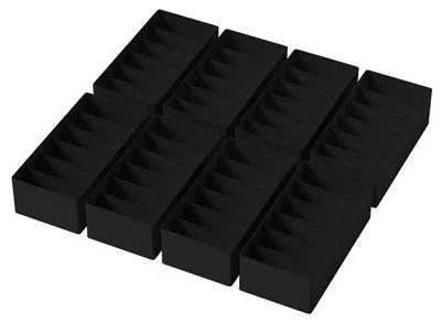 Faltbare Aufbewahrungsbox aus Stoff, 8 Stück, Schwarz, 30x15x9 cm