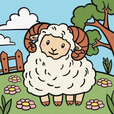 Obrázok produktu pre Maľovanie podľa čísel – Baranek Kids 25 x 25 cm – Ideyka