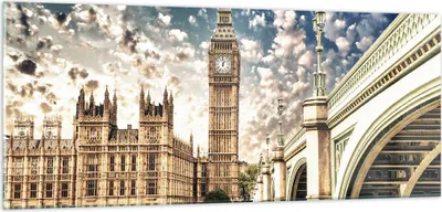 Produktbild von Bilder auf glas - London architektur big ben - 100x40cm - Glasbilder - Wandbilder - Kunstdruck - zum Aufhängen bereit - Wanddekoration aus Glas - Glas Bilder - Wandbild auf Glas - GAB100x40-2415