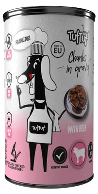 Produktbild von TufTuf | Hundefutter - Nassfutter für Hunde Rindfleisch - TufTuf Dose 1250 g - Hundeernährung