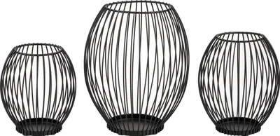 Produktbild von bremermann 3er-Set Kerzenhalter, Kerzenständer, Stumpenkerze, Metall, schwarz