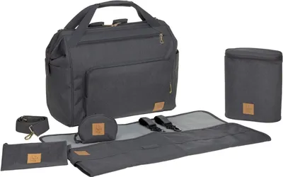 Produktbild von LÄSSIG Goldie Twin Bag Baby Zwillingstasche Wickeltasche mit Rucksackfunktion, anthrazit, wasserabweisend, inkl. Wickelzubehör