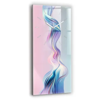 Produktbild von Wallfluent Wanduhr – Stilles Quarzuhrwerk - Uhr Dekoration Wohnzimmer Schlafzimmer Küche - Zifferblatt mit Strichen - weiße Zeiger - 30x60 cm - Pastellwellenabstraktion