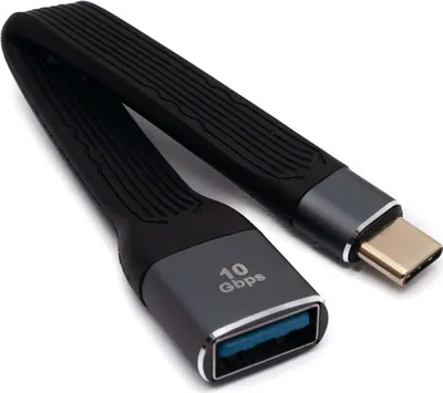 Produktbild von SYSTEM-S USB 3.1 Kabel 13 cm Typ C Stecker zu 3.0 Typ A Buchse flach in Schwarz