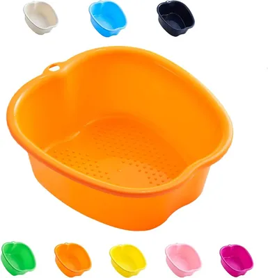 Productafbeelding van Kunststof Voetbad - Hydromassage bad - Voetverzorging thuis - Verhoogd massagegebied - 37 x 33 x 16 cm - Oranje