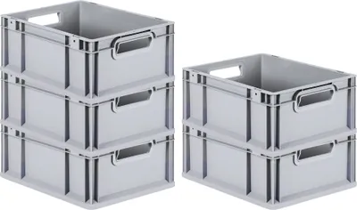 Produktbild von SparSet 5x Eurobox NextGen Economy | Griffe offen |HxBxT 17x30x40cm | 16 Liter | Eurobehälter, Transportbox, Transportbehälter, Stapelbehälter