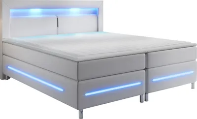 Produktbild von MIRJAN24 Boxspringbett Milano, Polsterbett mit Matratze, Stilvoll Doppelbett, LED-Beleuchtung (Farbe: Soft KM 10 Größe: 160x200 cm)