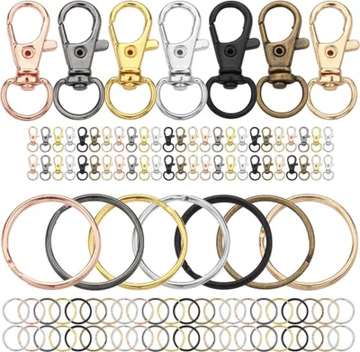 Produktbild von Schlüsselringe 25mm 100Stk Karabiner Schlüsselanhänger Basteln Set (50 Schlüsselring Klein+ 50 Karabinerhaken mit Drehgelenk)