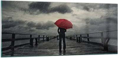 Produktbild von Bilder auf glas - Meer Brücke Sturm - 120x50cm - Glasbilder - Wandbilder - Kunstdruck - zum Aufhängen bereit - Wanddekoration aus Glas - Glas Bilder - Wandbild auf Glas - Einteilig - GAB120x50-3684