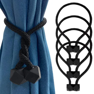 Productafbeelding van Magnetische gordijnklemmen - 4 stuks gordijnhouders - zwart