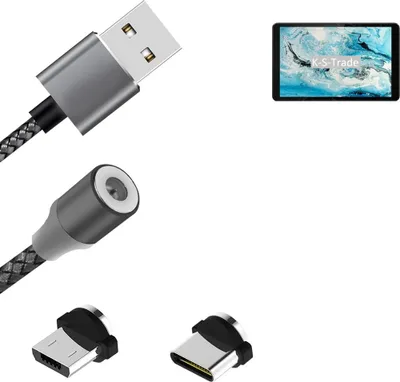 Produktbild von K-S-Trade Hochwertiges Magnet-Lade-kabel Sync-Kabel Daten-Kabel für Huawei Enjoy 20 5G mit USB-Typ-C-Anschluss und Micro-USB-Anschluss 2A bis zu