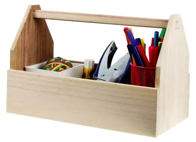 Produktbild von Werkzeugkiste aus Holz, 30 cm, Beige