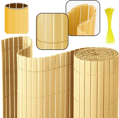 Immagine prodotto di Stuoia dello schermo del PVC di segretezza Recinto di bambù del PVC di segretezza frangivento per il balcone ed il terrazzo del giardino 160x600cm