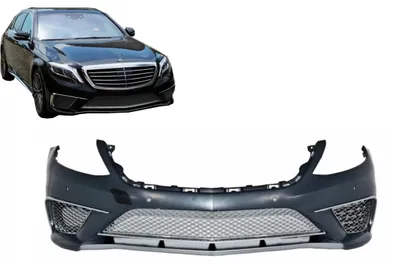 Productafbeelding van Stootbalk voor Mercedes S-klasse W222, modeljaren 2013-2017, met S65-uitstraling, verchroomd, inclusief ondergril.