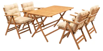 Produktbild von Dmora Outdoor-Set: Weiß-Creme Sofa für 4 Personen, mit Tisch