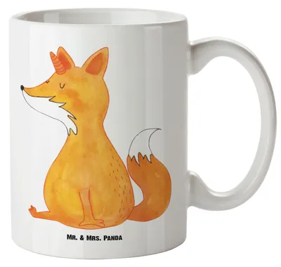 Produktbild von Mr. & Mrs. Panda Pott Einhorn Wunsch - Weiß - Geschenk, Einhörner, Kaffeepott, Fuchshörnchen, großer becher, Füchse, Deko, Keramiktasse, Unicorns, weisse tasse, steingut