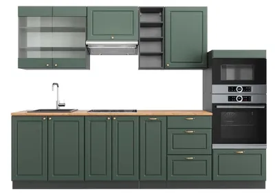 Immagine prodotto di Cucina componibile Vicco Fame-Line Verde-oro rustico/Antracite 280 cm , PL Rovere, Model 42733