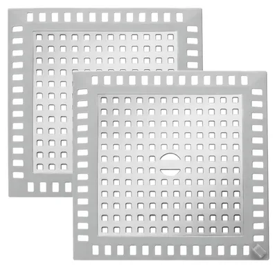 Image de Grille carrée pour douche et canalisation - Filtre en acier inoxydable anti-obstruction - 12,3 x 12,3 cm - Lot de 2