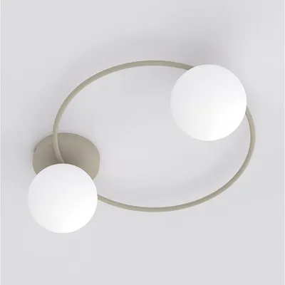 Immagine prodotto di Lampada a sospensione SOPRA in acciaio beige e vetro opale