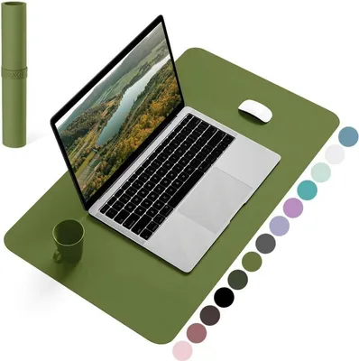 Image de Grand tapis de souris Sous-mains en cuir Antidérapant Multifonctionnel Bureau à domicile (Vert Herbe) 90x43cm