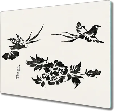 Produktbild von Coloray Schneidebrett Herdabdeckplatte 60x52 cm Kochplattenabdeckung Küchenbrett Hackbrett - Vögel Blumen