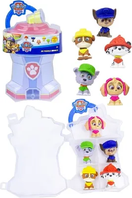 Produktbild von Radiergummi Puzzle Paw Patrol 5er Pack , Chase, Marshall, Rubble, Skye und Rocky. Mädchen und Jungen Geschenk Cartoon  Silikon