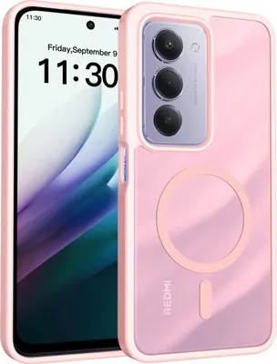 Immagine prodotto di Custodia magnetica per Xiaomi Redmi 15 5G/4G, compatibile con MagSafe, retro trasparente opaco, resistente agli urti Rosa