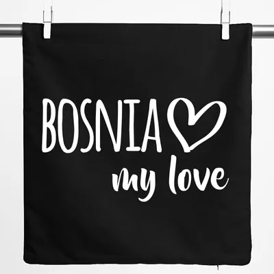 Produktbild von Huuraa Kissenbezug Bosnia my love 40x40cm Black Baumwolle Dekokissenbezug Geschenkidee