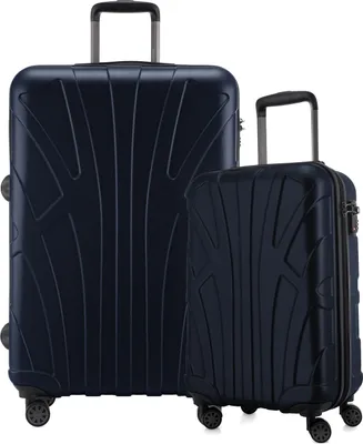 Zdjęcie produktu dla Suitline - Zestaw 2 walizek, wózek bagażowy 55x35x20 cm + duża walizka podróżna XL bagaż rejestrowany, 4 podwójne kółka, lekkie walizki damskie, męskie, ciemnoniebieskie