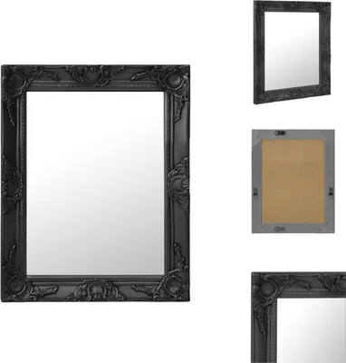 Image de vidaXL Miroir mural style baroque 50x60 cm noir - Miroir