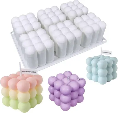 Obrázok produktu pre Bublinová forma na sviečky DIY silikónová 6 dutín domáca dekorácia mydlo vonná sviečka