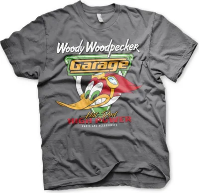 Produktbild von Woody Woodpecker Garage T-Shirt - Small - Dark-Grey