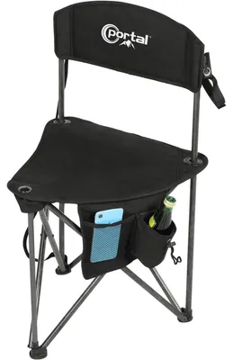 Produktbild von Campingstuhl Klapphocker Faltstuhl - Dreibein - Extra breit - Belastbar bis 100 kg - Mit Rückenlehne und Seitentasche - 78 cm hoch