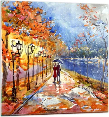 Produktbild von Bilder auf glas - Park Paar Baum - 50x50cm - Glasbilder - Wandbilder - Kunstdruck - zum Aufhängen bereit - Wanddekoration aus Glas - Glas Bilder - Wandbild auf Glas - Einteilig - GAC50x50-3557