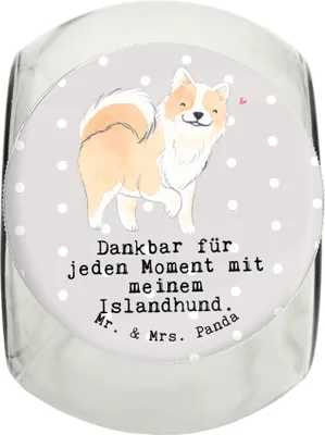 Produktbild von Mr. & Mrs. Panda Dose Islandhund Moment L 870ml - Grau Pastell - Geschenk, glasbehälter, Keksdose, Isländischer Schäferhund, schraubglas, Dekoglas, Aufbewahrungsdose
